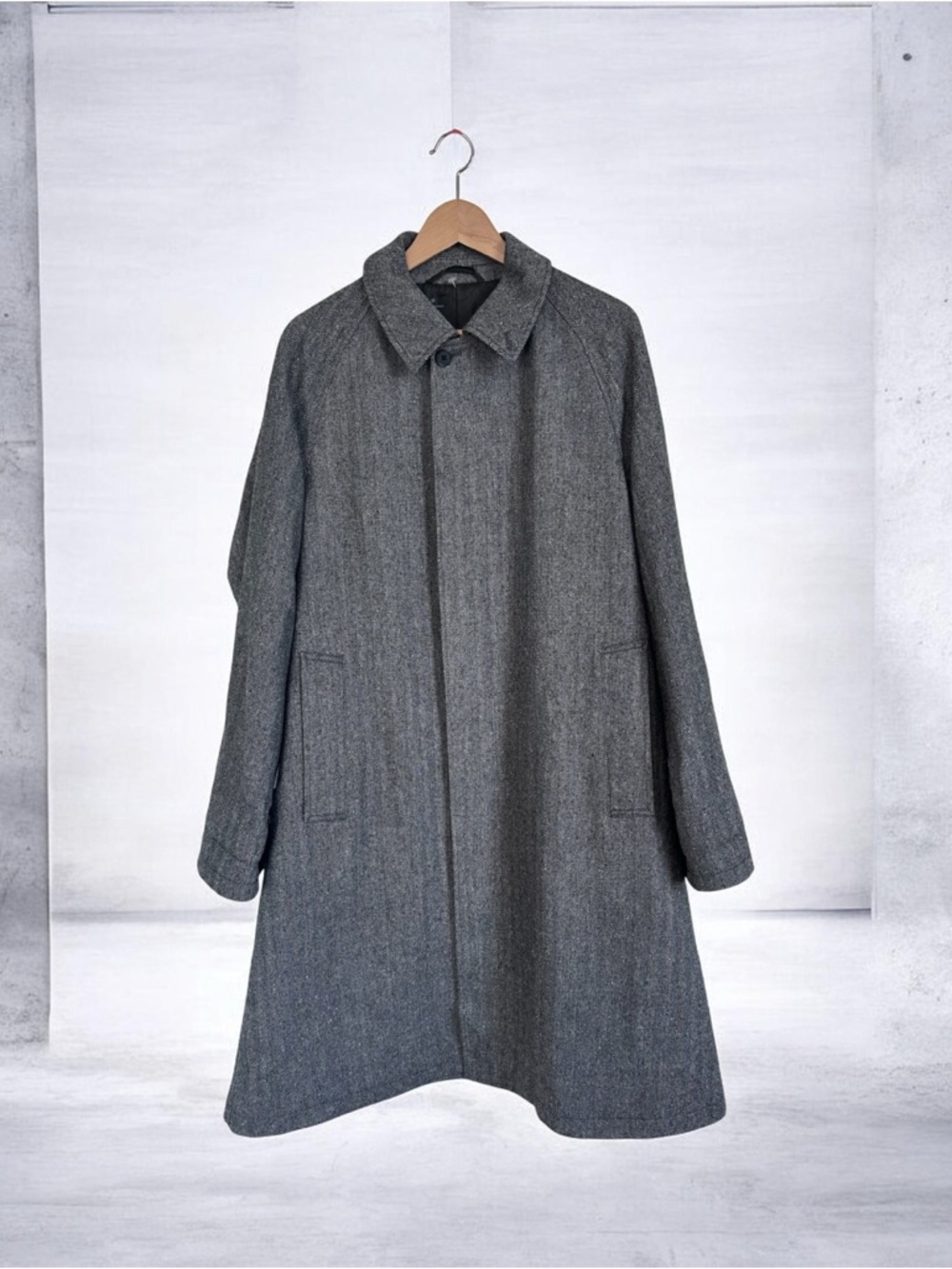 Women’s Gray Wool-Blend Overcoat - Classic Collared Jacket